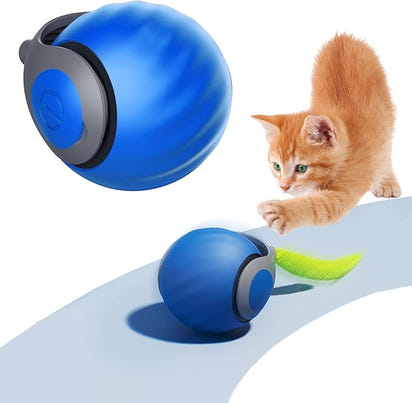 Petgravity 2025 Upgrades Cat Ball Toy with Tail,Interactive Cat Ball for Bored Indoor Cats, Automatic Cat Rolling Ball 2.0 Enrichment Toy, Electric Self Moving Toy, Electronic Rollie Pet Chase