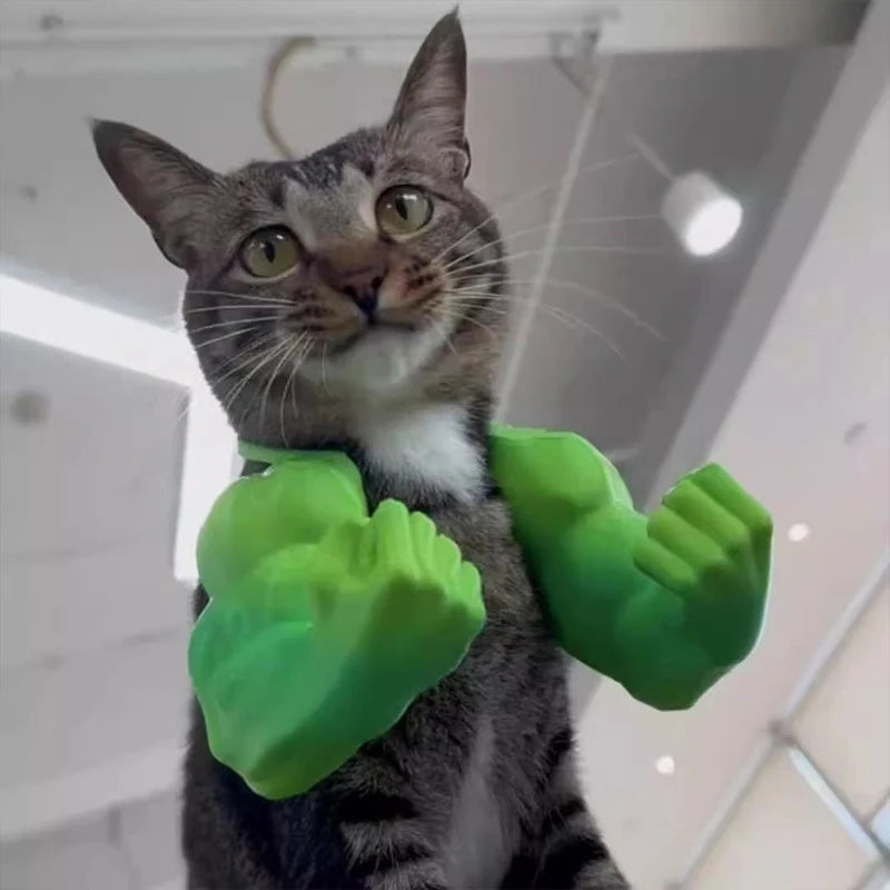 Funny Cat Muscle Arm 3D Printed Invincible Hulk Arm Pet Interactive Neck Hanging Toy Cosplay Costume Props Accessories